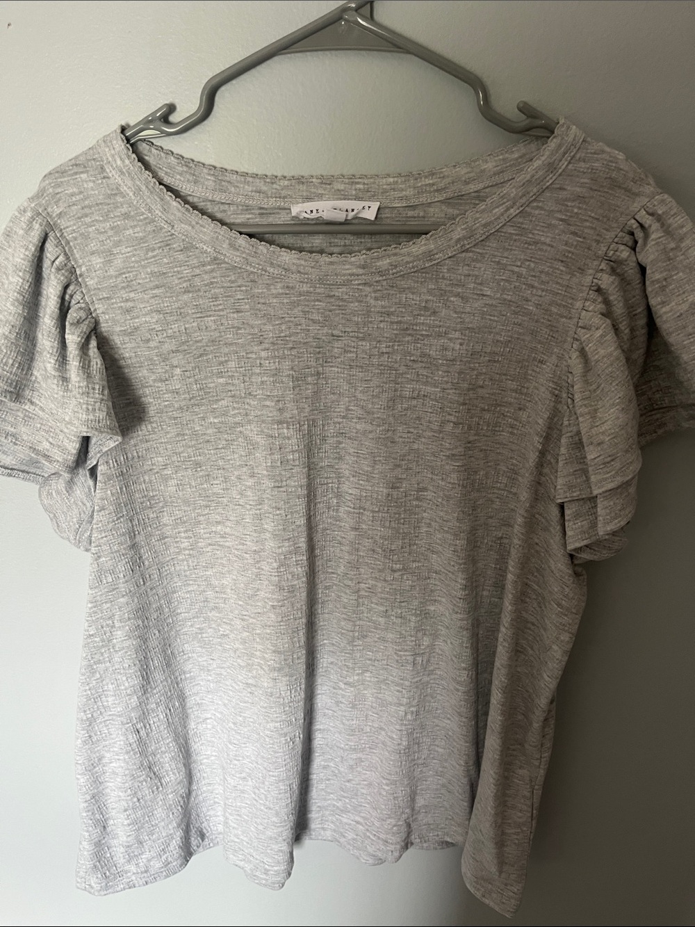 Jane and Delancey Light Gray Short Sleeve Ruffle Tee